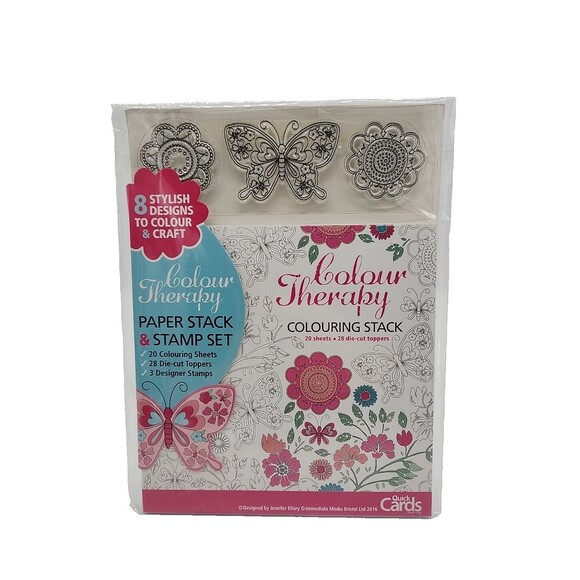 Quick Cards Color Therapy Colouring Paper Stack & Stamp Set Jennifer Ellory UK - Picture 1 of 4